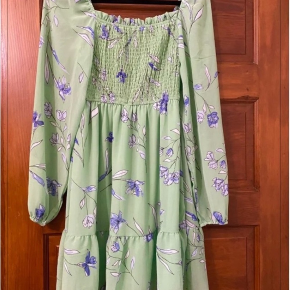 Floral Green and Blue Dress